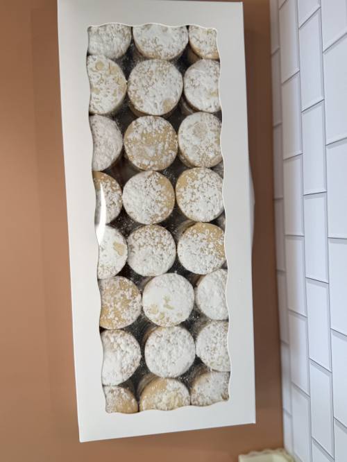 Peruvian alfajores dusted with powdered sugar
